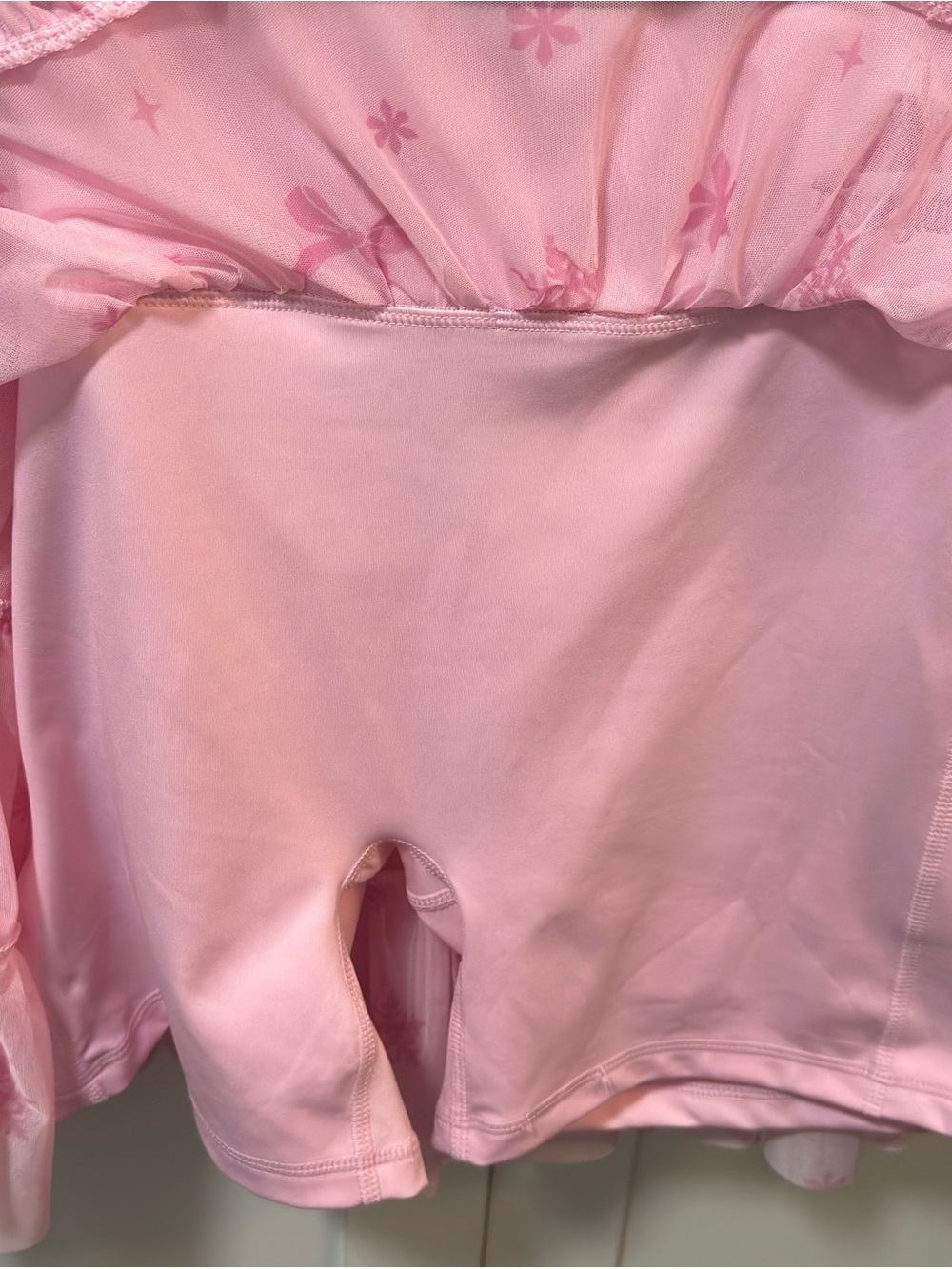 Disney Light Pink Tiered Mesh A-Line Skirt with Bow & Snowflake Print - Picture 4 of 4